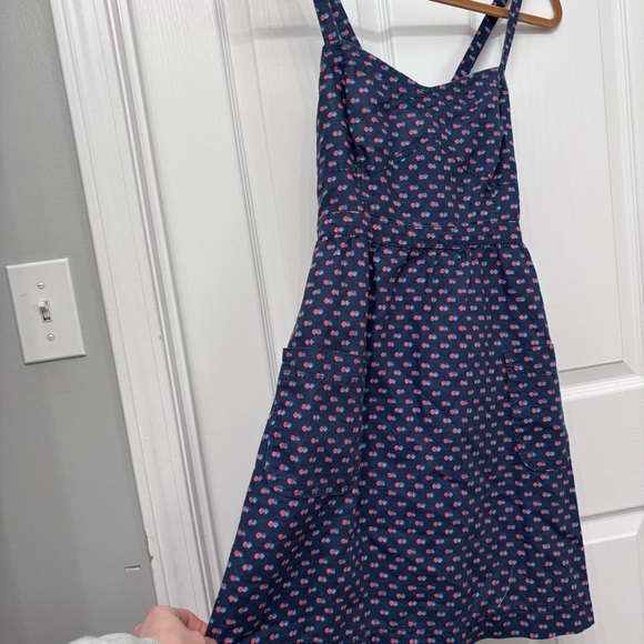Navy Linen Blend Dot Sundress | Aerie Size M - Picture 3 of 12